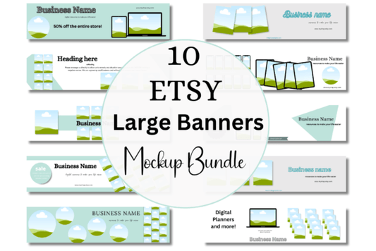 10 Large Etsy Banner Mockup Templates MRR+PLR Resell rights